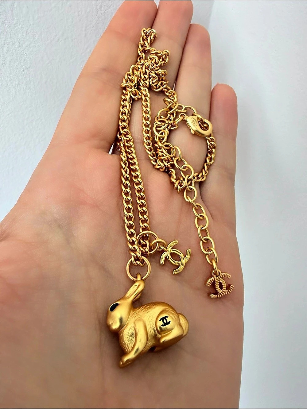 Chanel Rabbit Pendant Charm Necklace in Gold